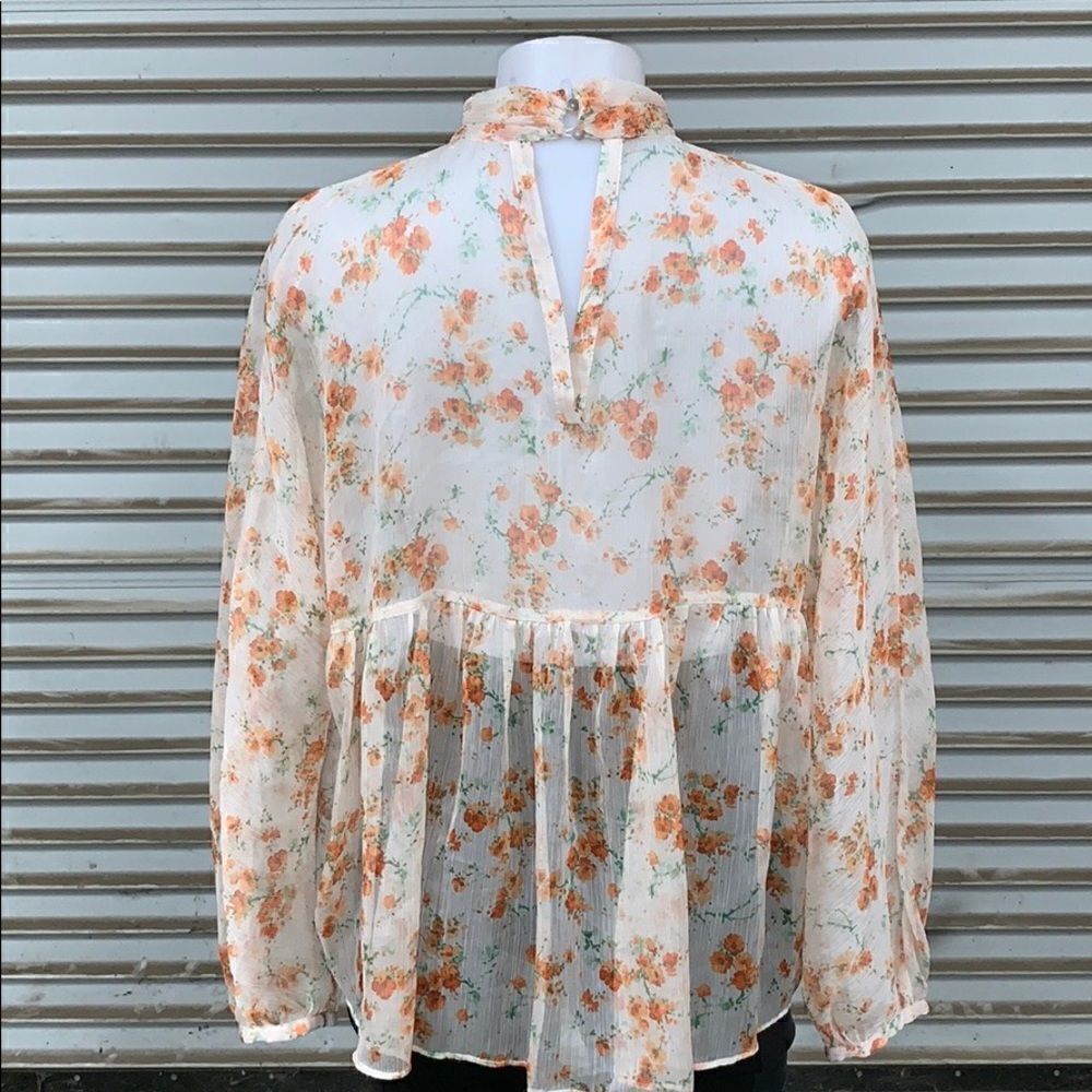 Zara Basic Collection size medium sheer floral top - image 7